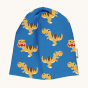 Blue Maxomorra cotton hat with dinosaur images on the hat