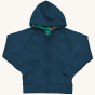 Blue option of the Maxomorra Fire Truck Reversible Zip Hoodie on a plain background.