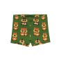 These funky Maxomorra organic boxers for toddlers and children have a cheeky squirrel repeat print on green, great for potty training and beyond. White background.