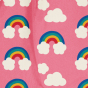 Print and material detail on the Maxomorra Rainbow Sweat Hat on a plain background.