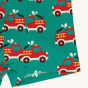 Print detail on the Maxomorra Fire Truck Boxer Shorts on a plain background.