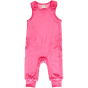 Maxomorra block colour, organic velour dungarees in candy pink. On white background