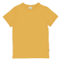 Maxomorra desert yellow childrens organic cotton short sleeve top on a white background