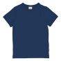Maxomorra childrens solid navy organic cotton short sleeve top on a white background