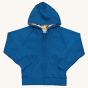 The inside of the Maxomorra Children's Organic Cotton Turtle Reversible Hoodie. A lovely, solid, navy Blue fabric with a turtle print on the inside