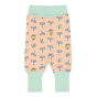 Meyadey childrens organic cotton rib pants in the city bee print on a white background