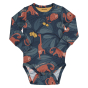 Meyadey kid's organic cotton long sleeve body suit in the Humorous Howler print on a white background