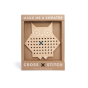 Moon Picnic wooden cross stitch owl toy in its box on a white background