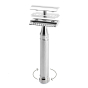 Graphic showing how the Muhle traditional chrome twist safety razor removes its blade