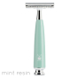 Muhle mint stainless steel reusable safety razor on a white background