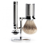 MÜHLE Chrome Traditional Safety Razor and Brush Stand
