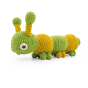 Myum eco-friendly handmade crochet vibrating caterpillar toy on a white background