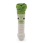 Front of the Myum eco-friendly crochet orso leek soft toy on a white background