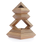 Naef Diamond stacking shape toy stacked in a tower on a white background.