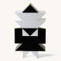 Naef black and white wooden Ponte stacking toy in a geometric tower on a beige background