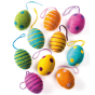 Mix of different coloured and patterned Namaste Large Felt Easter Egg Decorations pictured on a plain white background