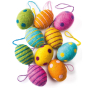 Mix of different coloured and patterned Namaste Large Felt Easter Egg Decorations pictured on a plain white background