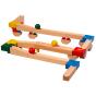 Nic cubio basic wooden ball track set laid out in a zig zag ball run on a white background