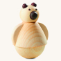 Nic toys plastic-free wooden wobbly bear figure on a beige background