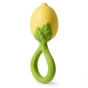 Side view of the Oli & Carol Lemon Rattle Teether pictured on a plain background 