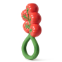 Side angle of the Oli & Carol Tomato Rattle Teether pictured on a plain background