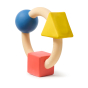 Side view of Oli & Carol X Bauhaus Movement Teething Ring pictured on a plain white background
