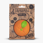 Oli & Carol 100% Natural Rubber Baby Sensory Ball - Orange in its cardboard packaging