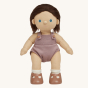 Olli Ella Bitsy poseable, soft bodied Dinkum Doll standing up pictured on a plain coloured background 