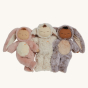Olli Ella Cozy Dinkums Doll - Bunny Flopsy, Pookie and Muffin all together on a cream background