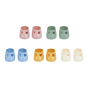 5 pairs of Olli Ell dinkum doll toy shoes lined up in 2 rows on a white background