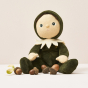 Olli Ella Dinky Dinkum Doll - Percy Pine. The Doll faces forward and has acorns dotted around it.
