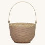 Olli Ella Small light grey Blossom Basket with handle up pictured on a plain background