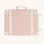 Olli Ella See-Ya Suitcase with a Pink Daisies print pictured on a plain background 