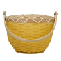 Olli Ella Small mustard yellow Blossom Basket with handle down pictured on a plain white background