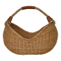 Olli Ella hand woven natural rattan half moon basket on a white background