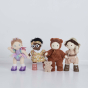 group of dinkum dolls dressed in pretend play packs from olli ella