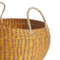 Close up of the large Olli Ella woven seagrass display bowl on a white background