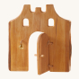 Ostheimer kids wooden toy castle gate with door on a beige background