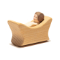 Ostheimer plastic-free wooden child in cradle toy figure on a white background