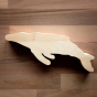 O-WOW sustainable Maple wood Humpback Whale toy on a dark wooden background