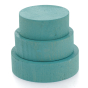 Papoose childrens handmade stacking Waldorf earth discs in blue on a white background