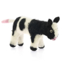 Papoose handmade felt cow toy on a white background
