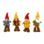 Papoose handmade soft felt gnome family toy figures lined up on a white background