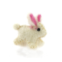 Papoose handmade felt mini bunny toy figure on a white background