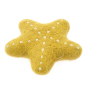 Papoose handmade felt yellow starfish toy on a white background