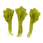 3 Papoose handmade mini felt lettuce play food toys laid out on a white background