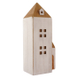 Papoose handmade white wooden house toy on a white background