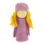 Lilac Papoose handmade felt bright elf toy on a white background
