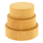 Papoose childrens handmade stacking Waldorf earth discs in yellow on a white background