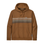 Patagonia eco-friendly adults ridge line logo uprisal hoody in bear brown on a white background